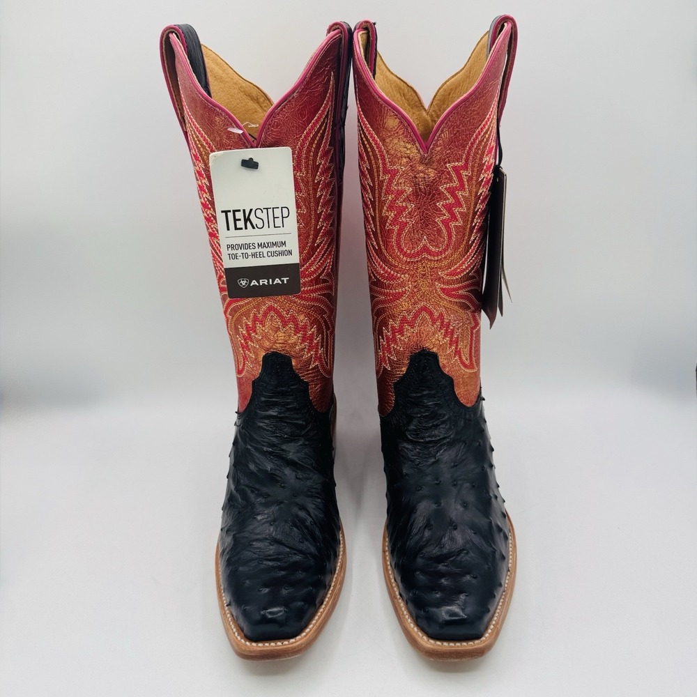 Ariat Futurity Revival Full Quill Ostrich Boots Women's Size 9 B Black Metallic - Picture 13 of 16